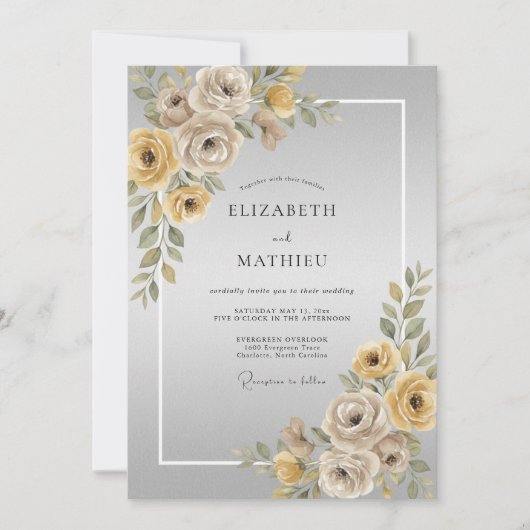 Invitation Mariage Rose Taupe Or (Devant)