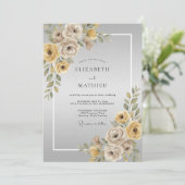 Invitation Mariage Rose Taupe Or (Debout devant)