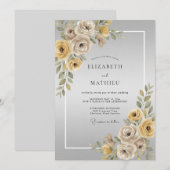 Invitation Mariage Rose Taupe Or (Devant / Derrière)