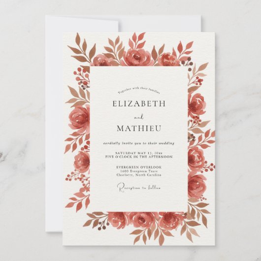 Invitation Mariage Rose Terracotta (Devant)