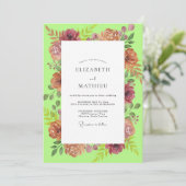 Invitation Mariage Rose Terracotta Chartreuse (Debout devant)