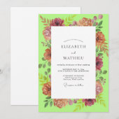 Invitation Mariage Rose Terracotta Chartreuse (Devant / Derrière)