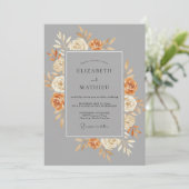 Invitation Mariage Rose Terracotta Grise (Debout devant)