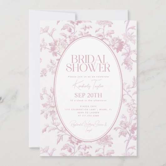 Invitation Mariage Rose Toile (Devant)