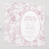 Invitation Mariage Rose Toile (Devant / Derrière)