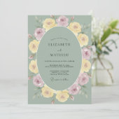 Invitation Mariage Rose Tranquille Vert Sauge (Debout devant)