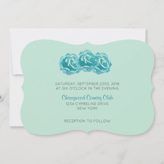 Invitation Mariage Rose turquoise (Dos)