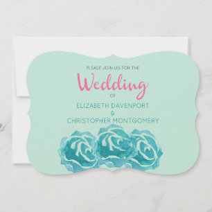 Invitation Mariage Rose turquoise