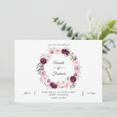 Invitation Mariage rose vif et velours profond (Debout devant)