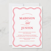 Invitation Mariage rose vif photo (Devant)