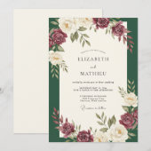 Invitation Mariage Rose Vin Forestier (Devant / Derrière)