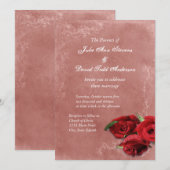 Invitation Mariage Rose vintage (Devant / Derrière)