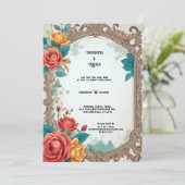Invitation Mariage Rose vintage (Debout devant)