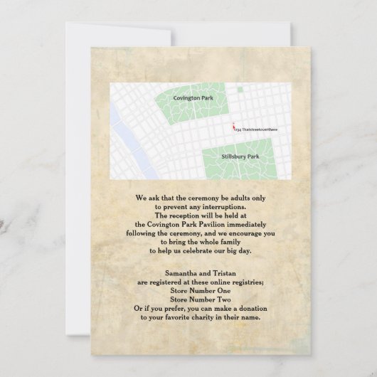 Invitation Mariage Rose vintage (Dos)