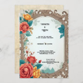 Invitation Mariage Rose vintage (Devant / Derrière)