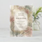 Invitation Mariage Rose Vintage (Debout devant)