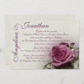 Invitation Mariage Rose vintage (Devant / Derrière)