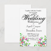 Invitation Mariage rose vintage (Devant / Derrière)