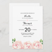 Invitation Mariage Rose vintage (Devant / Derrière)