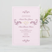 Invitation Mariage rose Vintage Rococo (Debout devant)