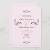 Invitation Mariage rose Vintage Rococo (Devant / Derrière)