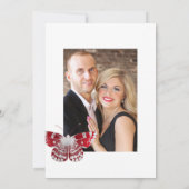 Invitation Mariage Rose Vintage rouge et argent Photo (Dos)