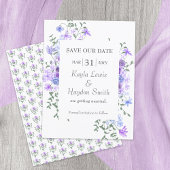 Invitation Mariage Rose violet et bleu clair Enregistrer la d