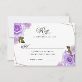 Invitation Mariage Rose violet et or Parties scintillant RSVP (Devant)