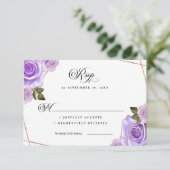Invitation Mariage Rose violet et or Parties scintillant RSVP (Debout devant)