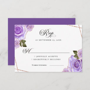 Invitation Mariage Rose violet et or Parties scintillant RSVP