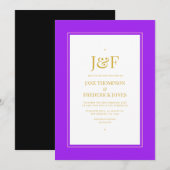 Invitation Mariage Rose, Violet, Noir et Or Tendance (Devant / Derrière)