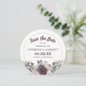 Invitation Mariage rose violet rond rond Enregistrer la date (Debout devant)