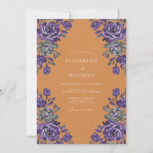 Invitation Mariage Rose Violette Ambre (Devant)