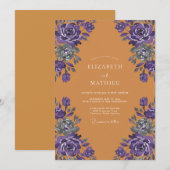 Invitation Mariage Rose Violette Ambre (Devant / Derrière)