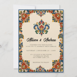 Invitation Mariage Rosemaling norvégien