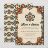 Invitation Mariage | Rosemaling norvégien (Devant / Derrière)