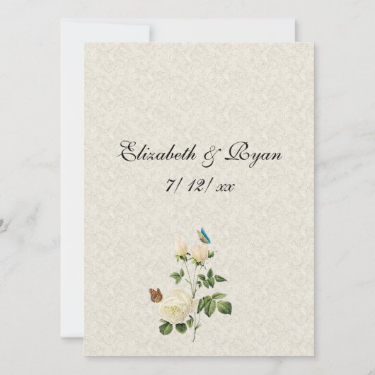 Invitation Mariage, Roses Blanches, Conseils de Mariage (Dos)