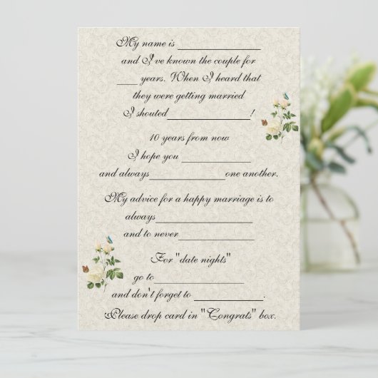 Invitation Mariage, Roses Blanches, Conseils de Mariage (Debout devant)