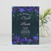 Invitation Mariage Roses Enchantées de Jardin Violet Vert Lum (Debout devant)