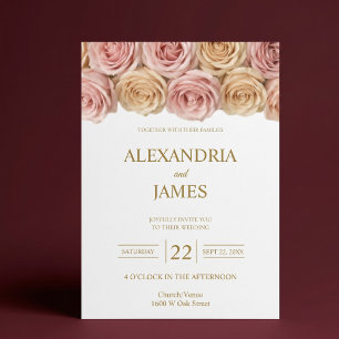 Invitation Mariage Roses Fuschia & Champagne