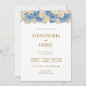 Invitation Mariage Roses Fuschia & Champagne (Devant)
