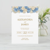 Invitation Mariage Roses Fuschia & Champagne (Debout devant)