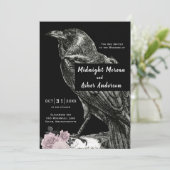 Invitation Mariage Roses Noires de Corbeau Rose Halloween (Debout devant)