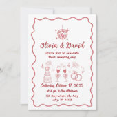 Invitation Mariage rouge à main (Devant)
