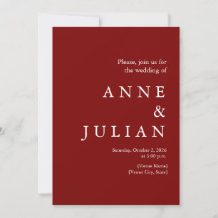 Invitation Mariage rouge avec une photo et un code QR