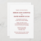 Invitation Mariage rouge bilingue minimaliste (Devant / Derrière)