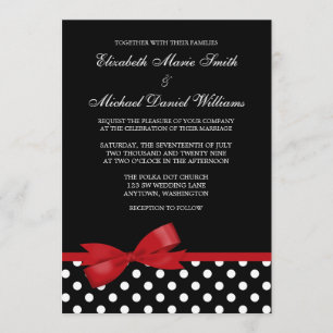 Invitation Mariage rouge blanc noir d'arc de Faux de point de