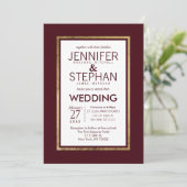 Invitation Mariage rouge bordeaux simple et moderne (Debout devant)