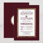 Invitation Mariage rouge bordeaux simple et moderne (Devant / Derrière)