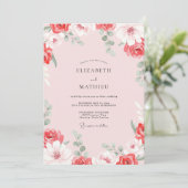 Invitation Mariage Rouge Cerise et Rose (Debout devant)